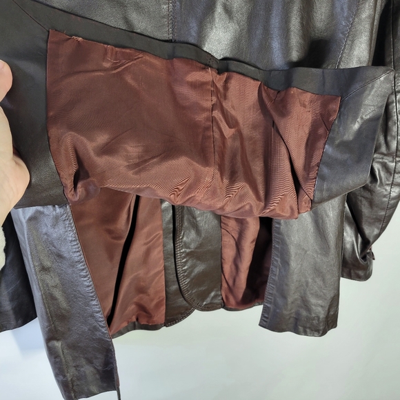 Vintage Mens J Riggings Leather Blazer Dark Brown Size 42 - Picture 8 of 16